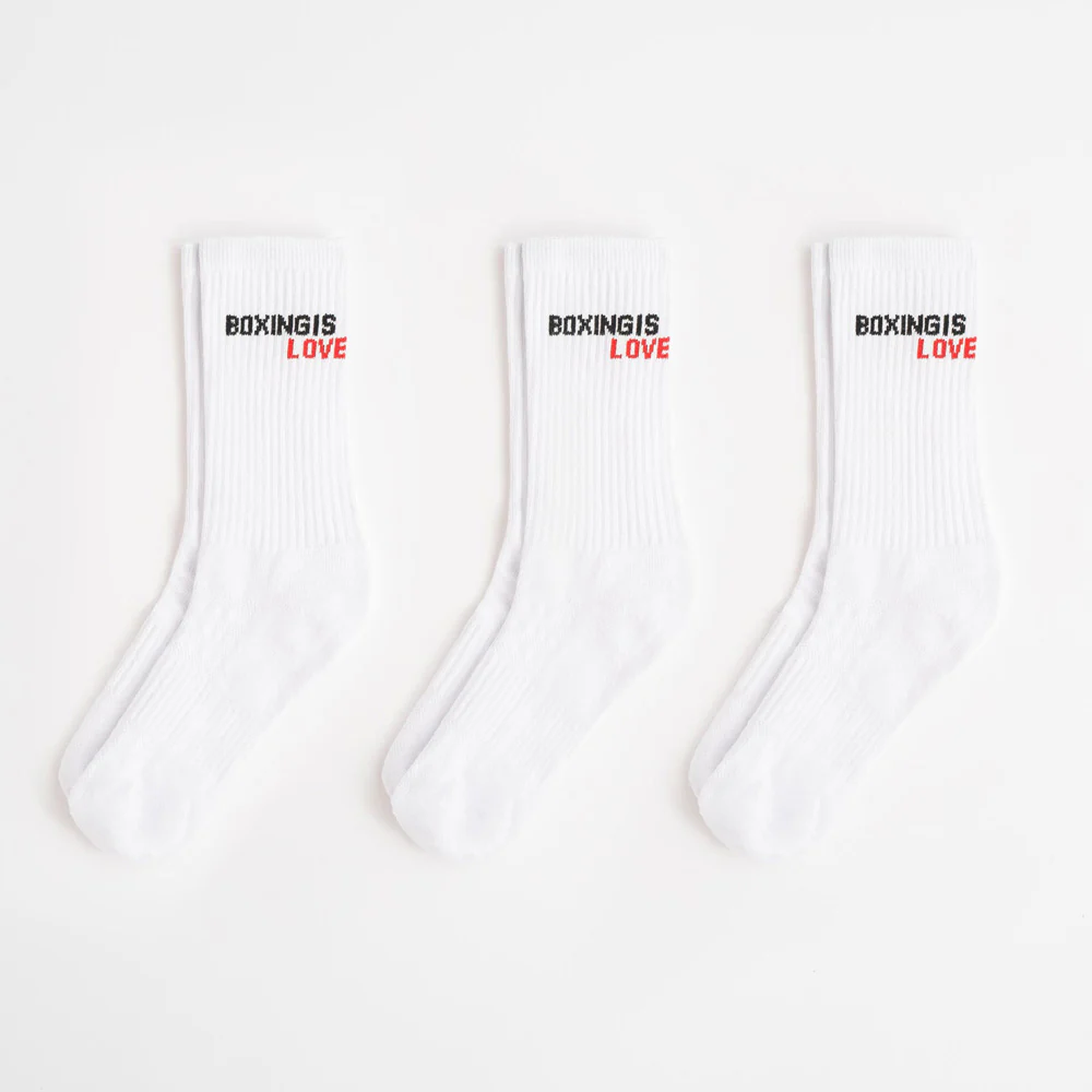 Calcetines Boxraw Crew Boxing Is Love (3 pares) Blanco - Image 4