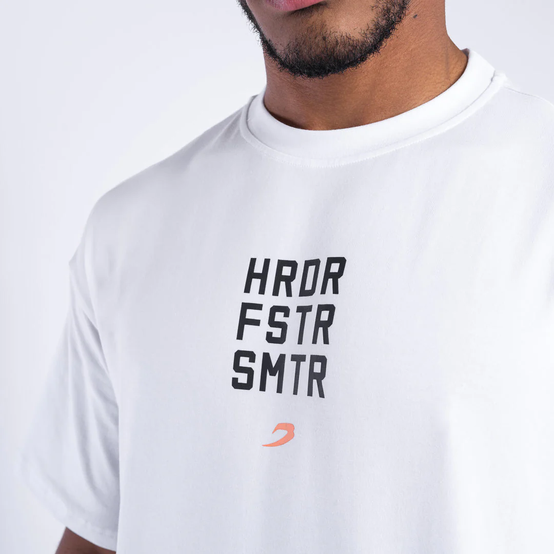 Camiseta Boxraw HRDR FSTR SMTR Oversize Blanco  - Image 8
