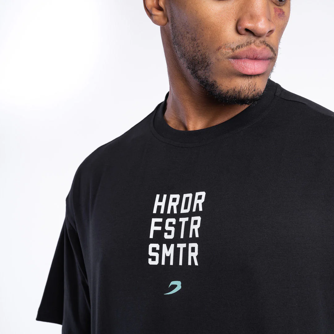 Camiseta Boxraw HRDR FSTR SMTR Oversize Negro  - Image 8