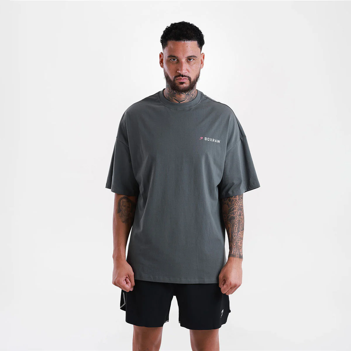 Camiseta Boxraw We Don't Play Boxing Oversize Gris-rosa - Image 5