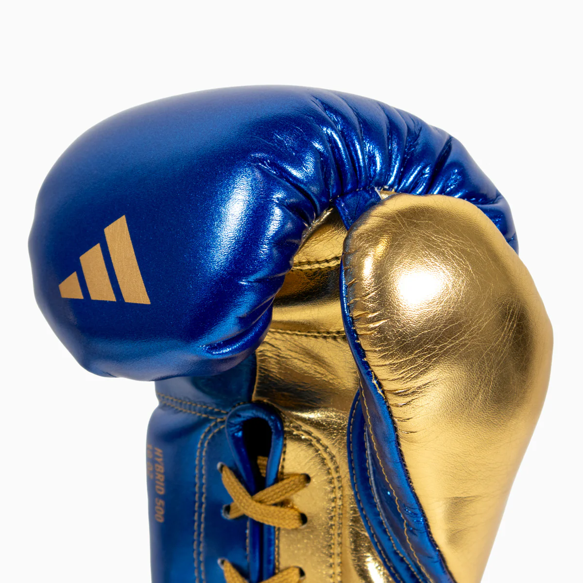 Guantes de boxeo Adidas Hybrid 500 Pro con Cordones Azul-oro  - Image 7
