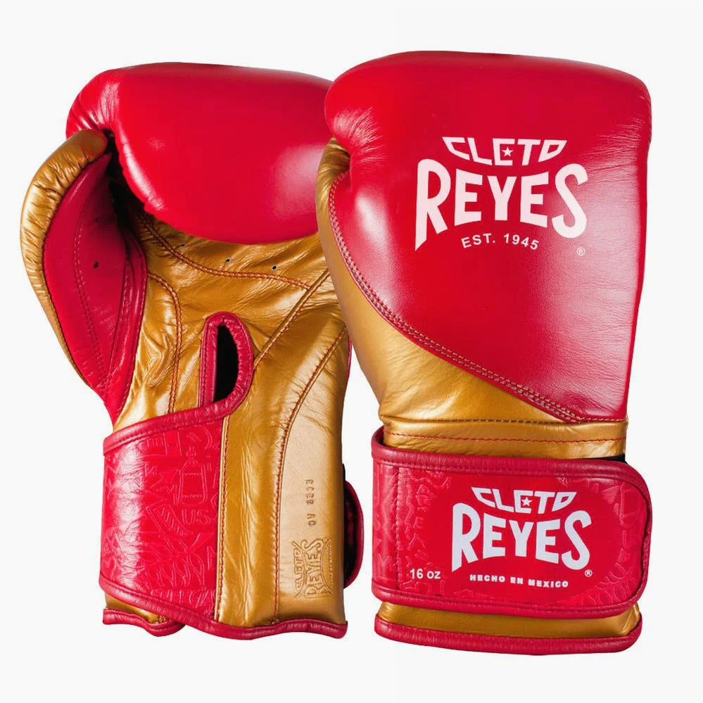 Guantes de boxeo Cleto Reyes High Precision Entrenamiento CE7 Rojo-Oro - Image 2