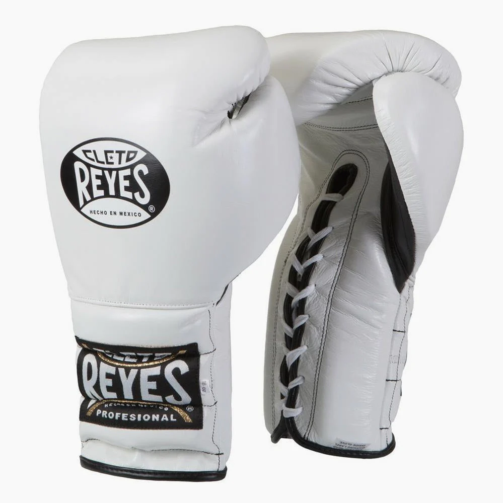 Guantes de boxeo Cleto Reyes Traditional Training CE4 Blanco con Cordones 