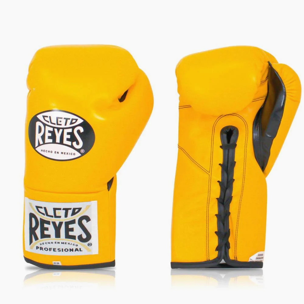 Guantes de boxeo Cleto Reyes Profesional CB2 Amarillo con cordones  - Image 2