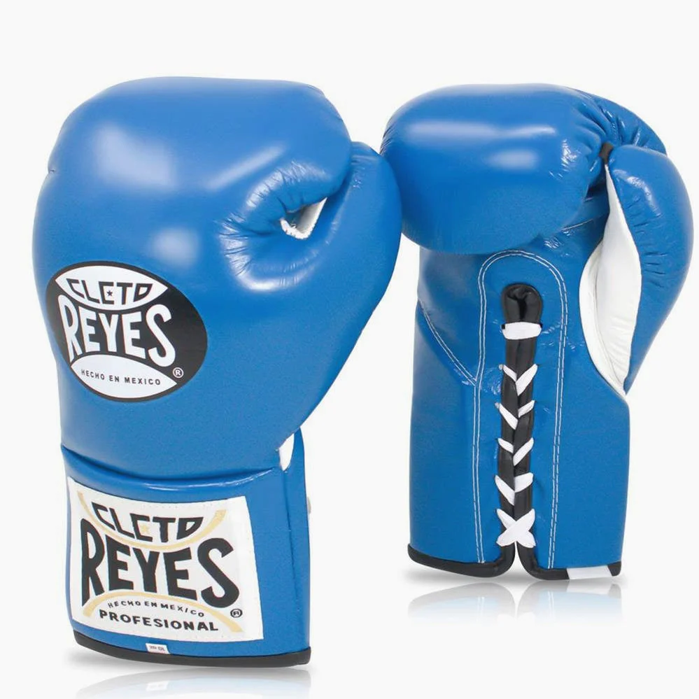 Guantes de boxeo Cleto Reyes Profesional CB2 Azul con cordones 