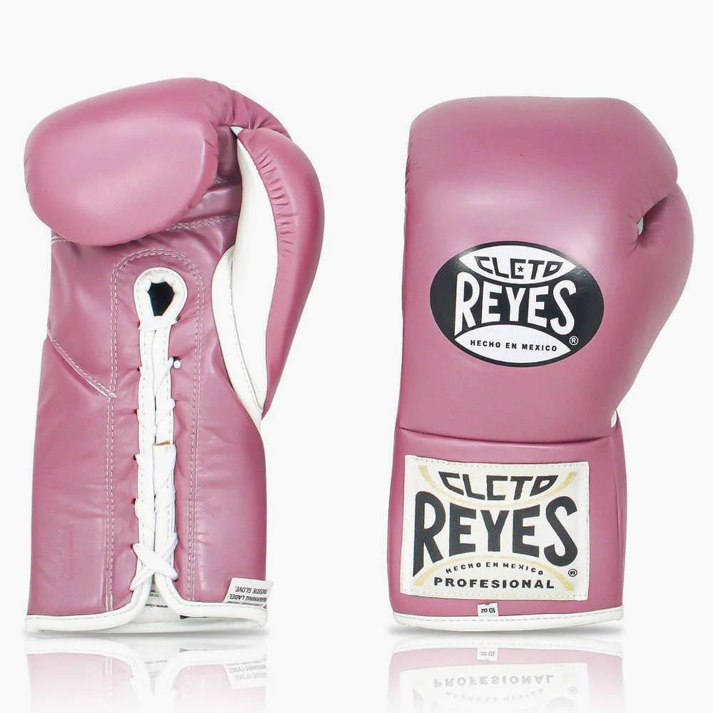 Guantes de boxeo Cleto Reyes Profesional CB2 Rosa con cordones  - Image 2