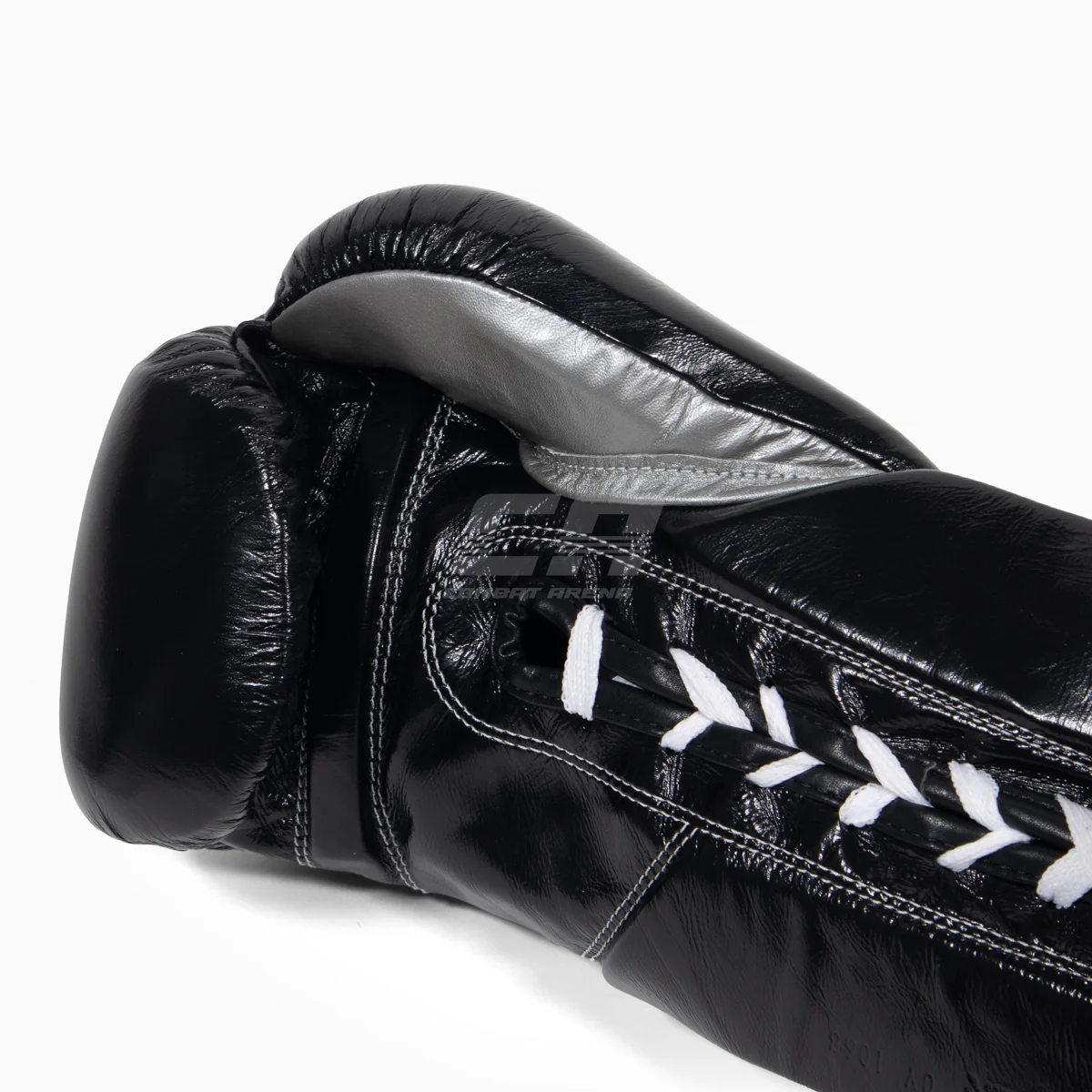 Guantes de boxeo Cleto Reyes Profesional CB2 Negro-Plata con cordones - Image 7