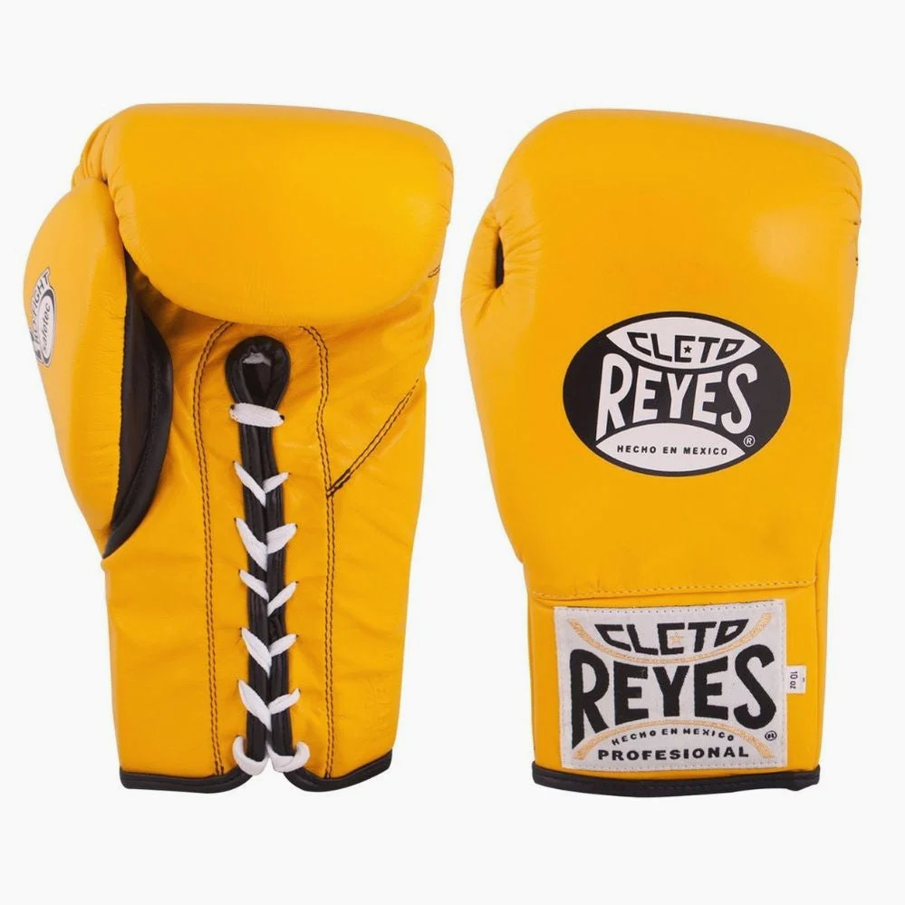 Guantes de boxeo Cleto Reyes Safetec CB4 Amarillo con cordones - Image 2
