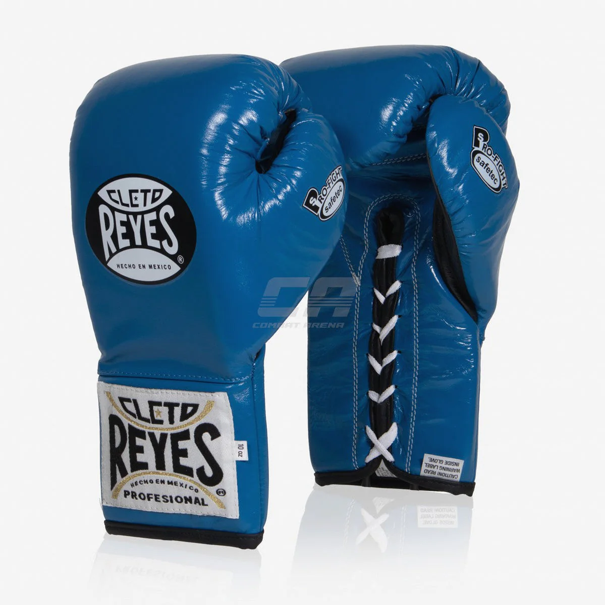 Guantes de boxeo Cleto Reyes Safetec CB4 Azul-negro con cordones 