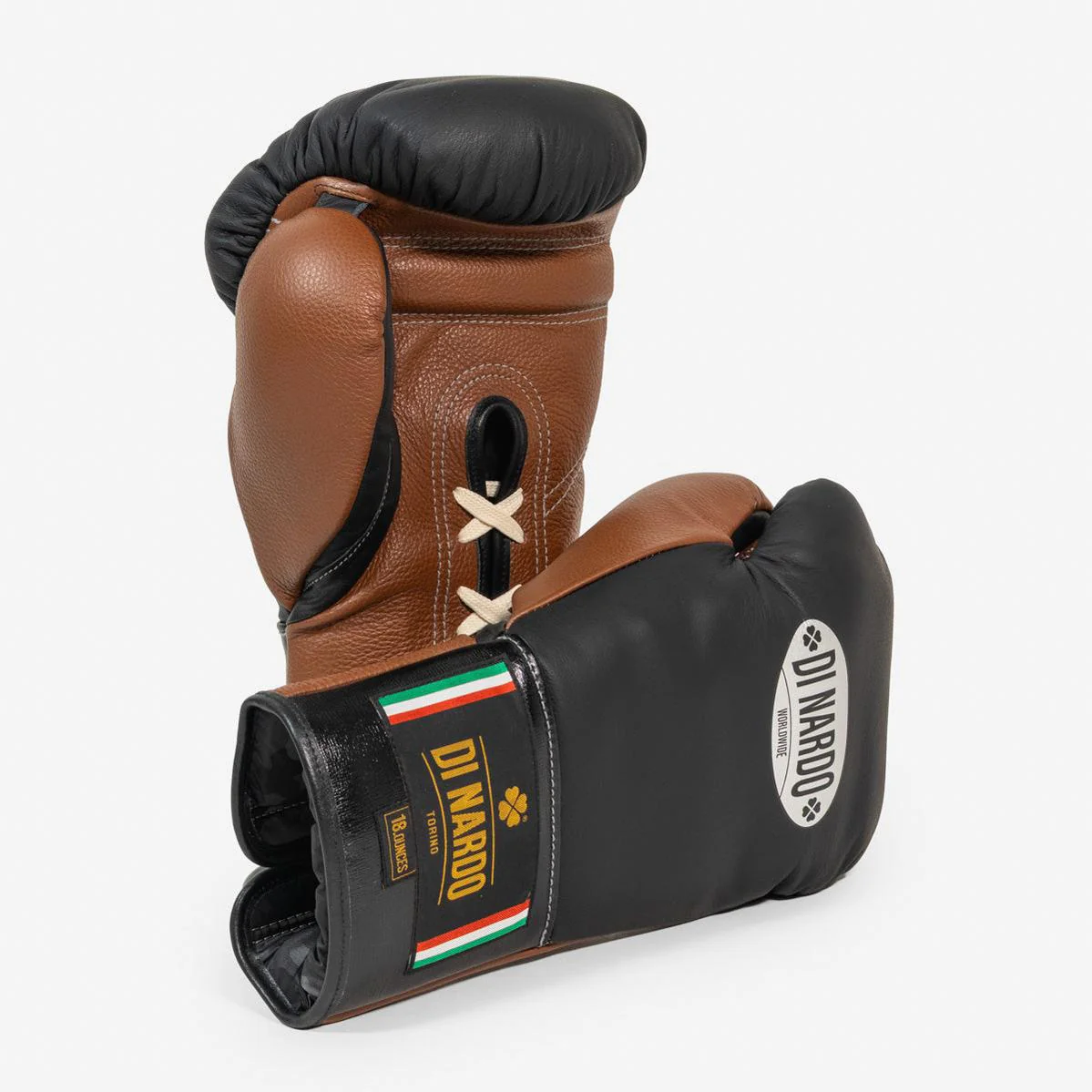 Guantes de boxeo Di Nardo con Cordones 18 Oz Negro-marrón 
