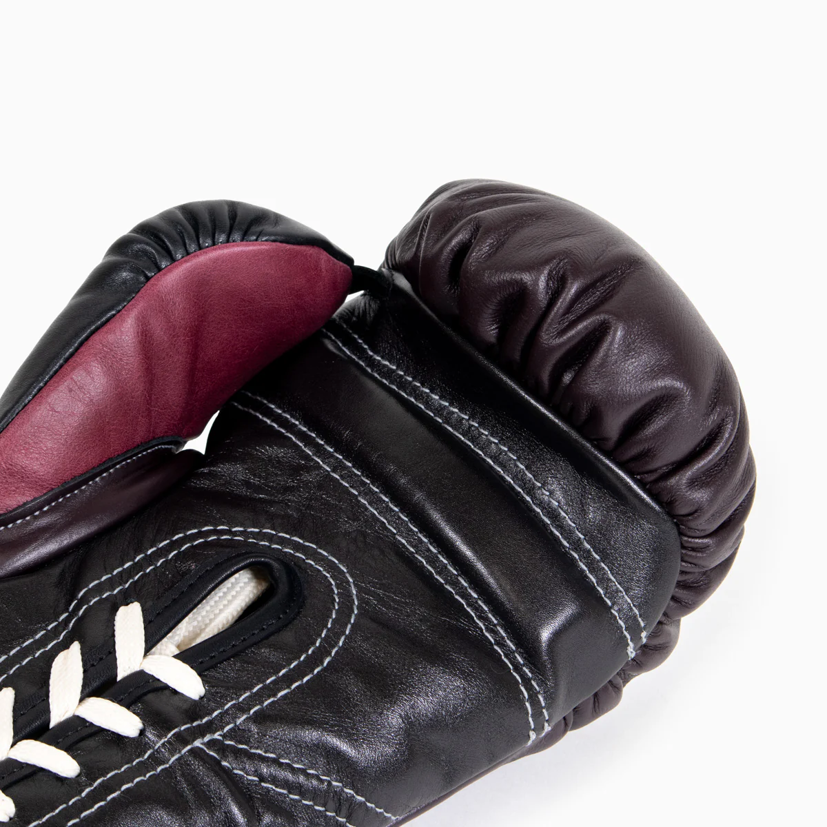 Guantes de boxeo Di Nardo con cordones Borgoña Negro  - Image 8