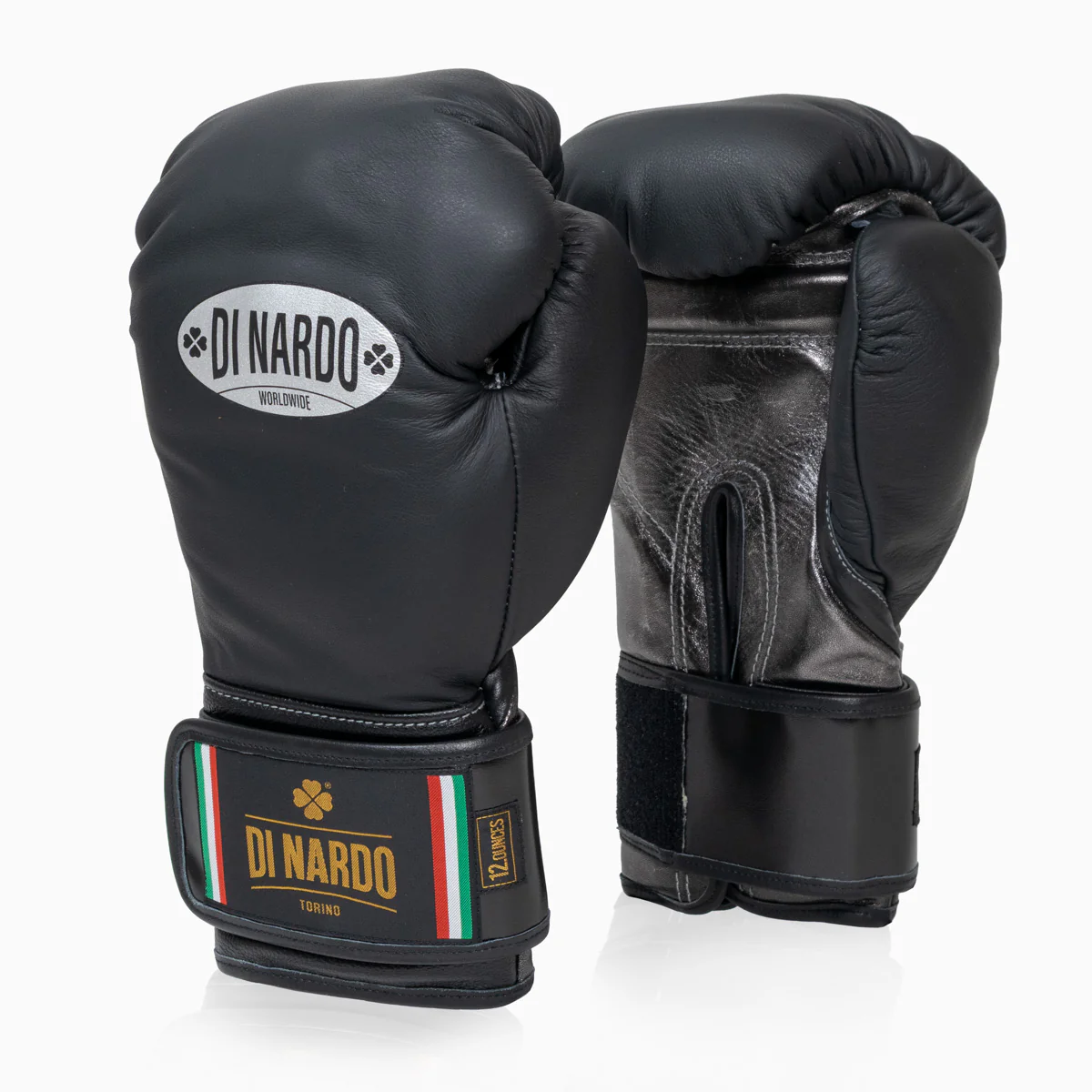 Guantes de boxeo Di Nardo con Velcro 12 Oz Negro-plata oscura - Image 2