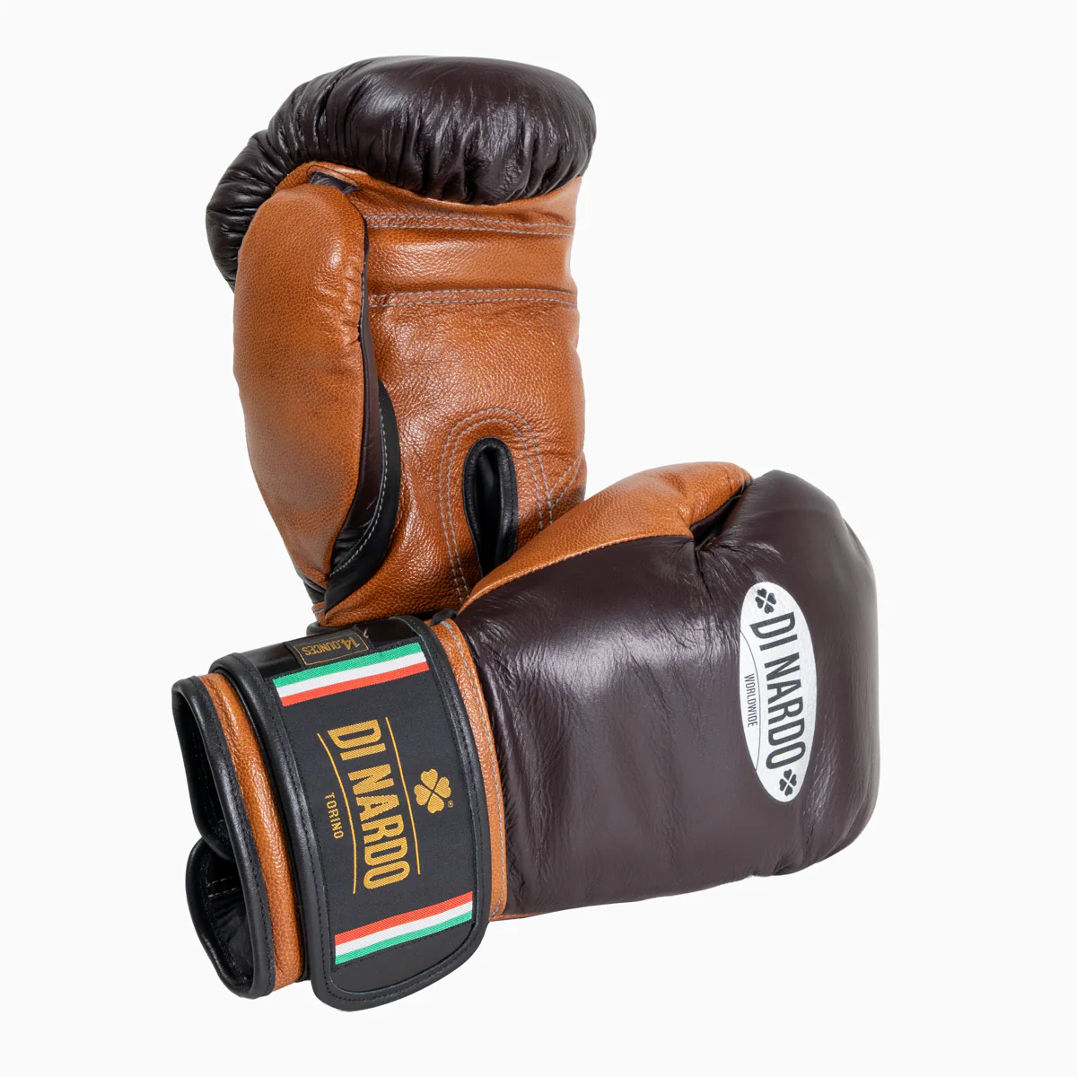 Guantes de boxeo Di Nardo con Velcro 14 Oz Borgoña-coñac 