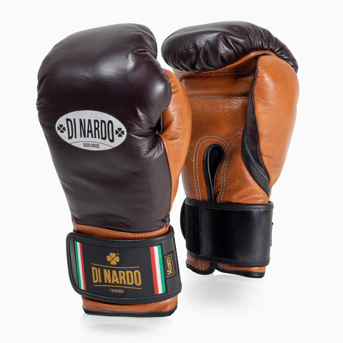 Guantes de boxeo Di Nardo con Velcro 14 Oz Borgoña-coñac  - Image 2