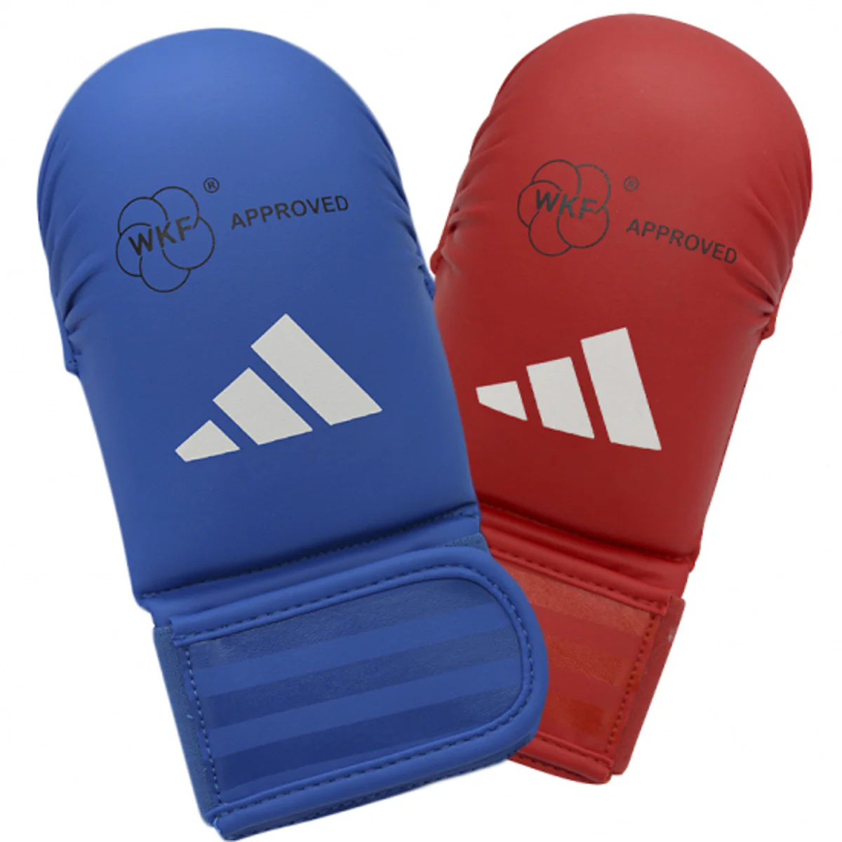 Guantes de Karate-Kumite Adidas Rojo y Azul Homologados WKF sin pulgar - Image 3