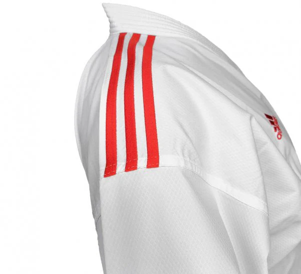 Karategui Adidas Kumite Adilight Primegreen WKF Rayas Rojas - Image 3