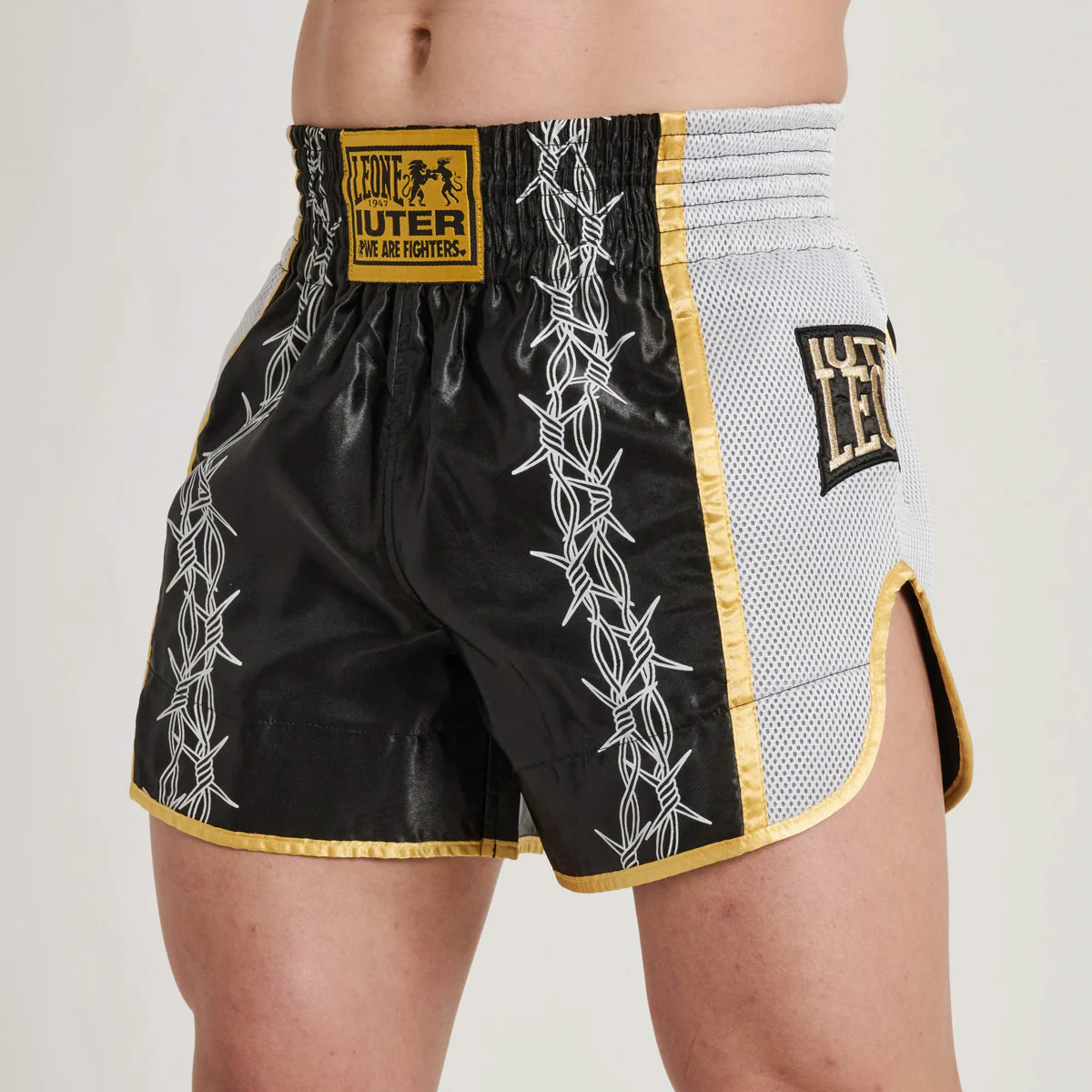 Pantalones cortos kick-tailandés Leone IUTER Barbed Wire AB05IU Nero 