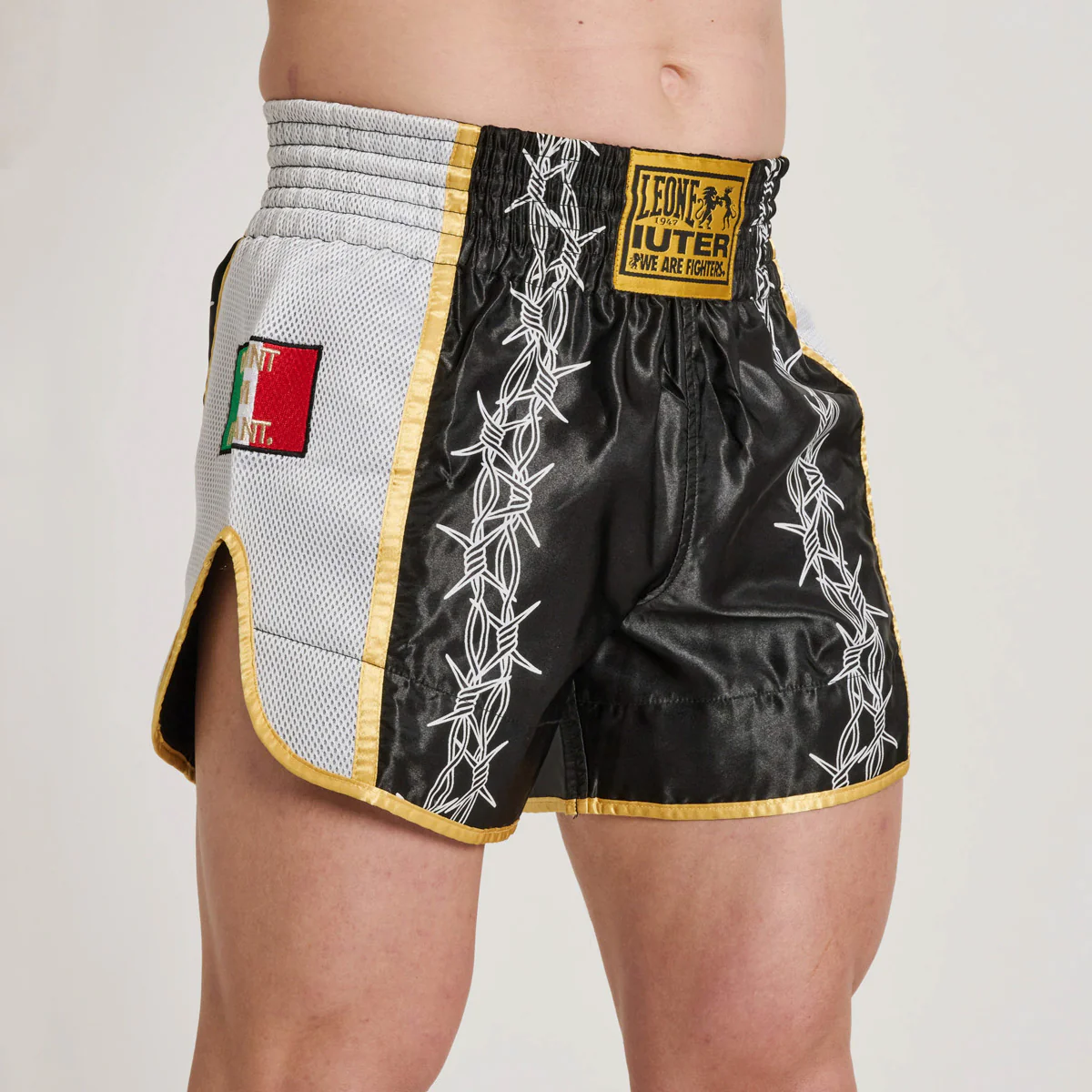 Pantalones cortos kick-tailandés Leone IUTER Barbed Wire AB05IU Nero  - Image 2