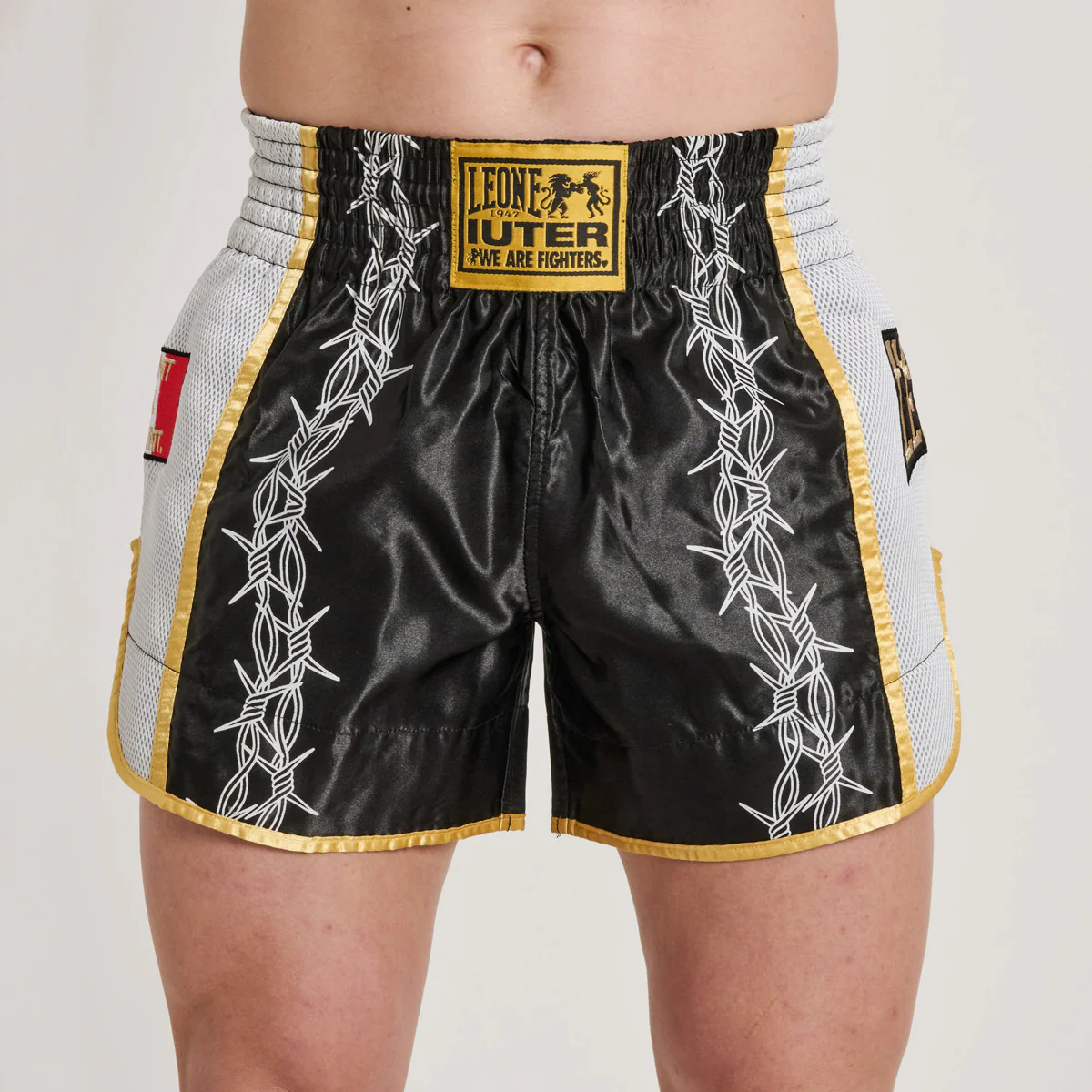 Pantalones cortos kick-tailandés Leone IUTER Barbed Wire AB05IU Nero  - Image 3