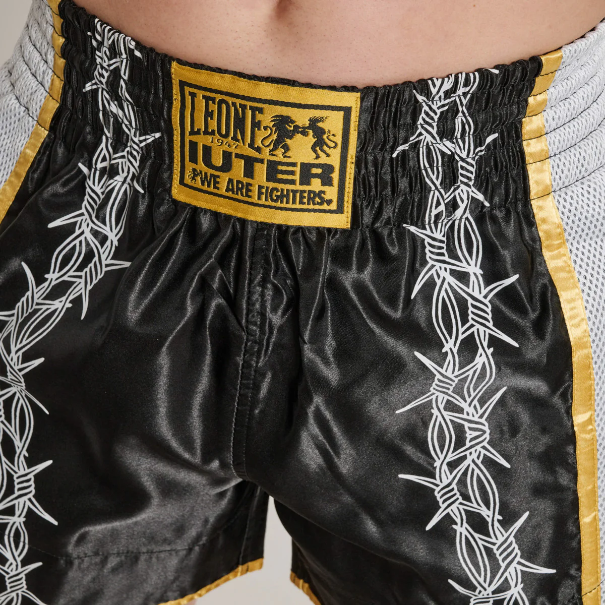 Pantalones cortos kick-tailandés Leone IUTER Barbed Wire AB05IU Nero  - Image 6