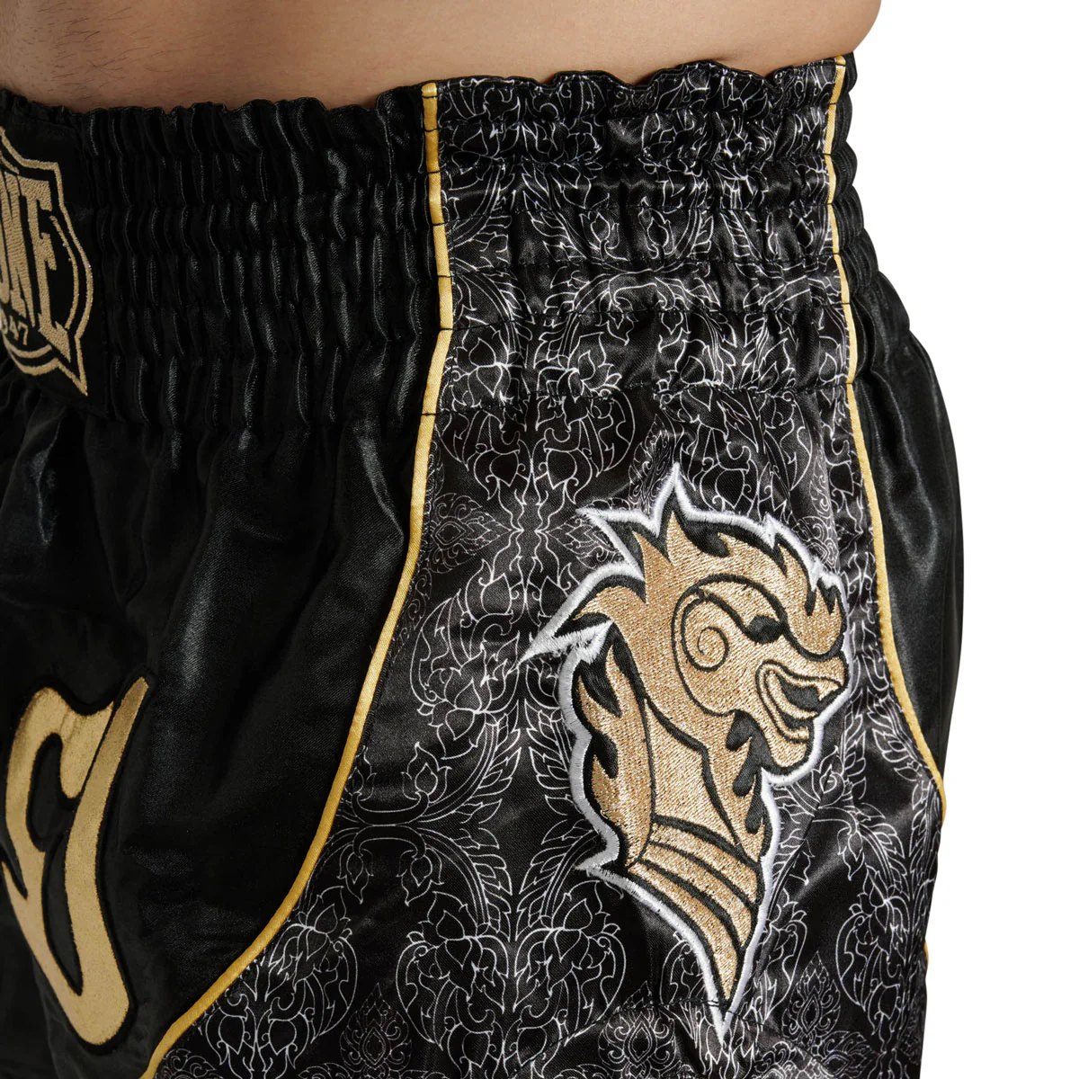 Pantalones cortos kick-tailandés Leone Elite AB879 Negro - Image 4