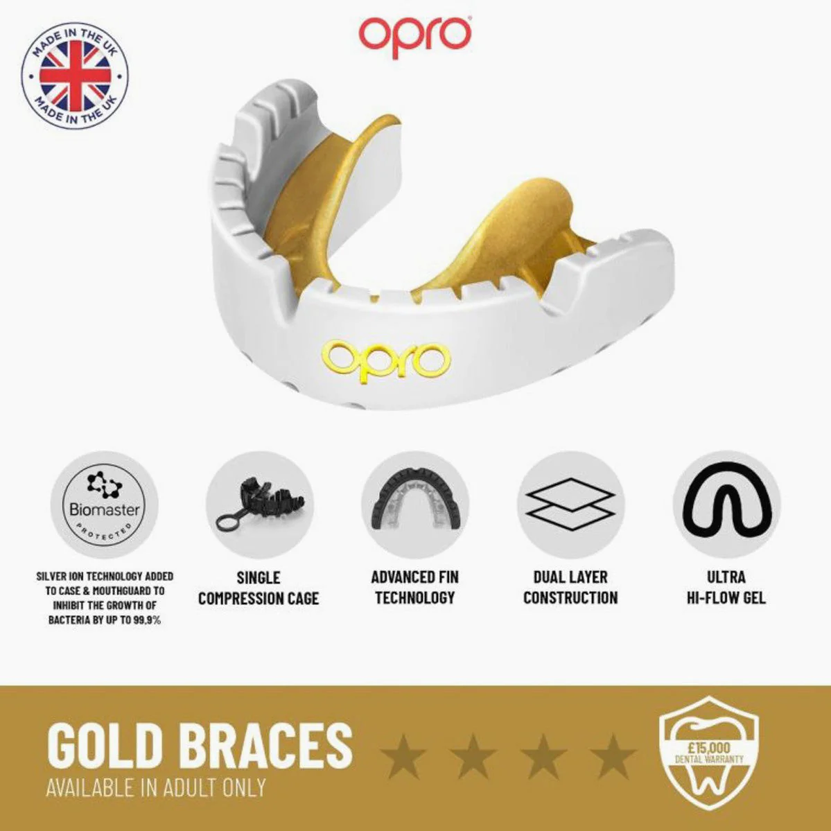 Protector bucal Opro Gold Self-Fit Braces para aparato - Image 6