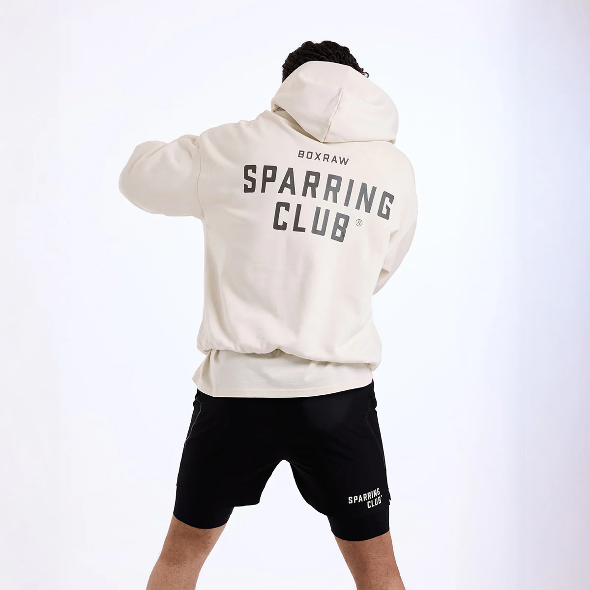 Sudadera Boxraw Sparring Club Oversize con capucha Beige - Image 4