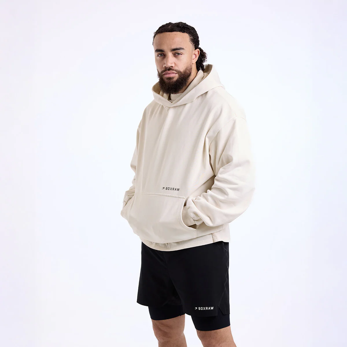 Sudadera Boxraw Sparring Club Oversize con capucha Beige - Image 5