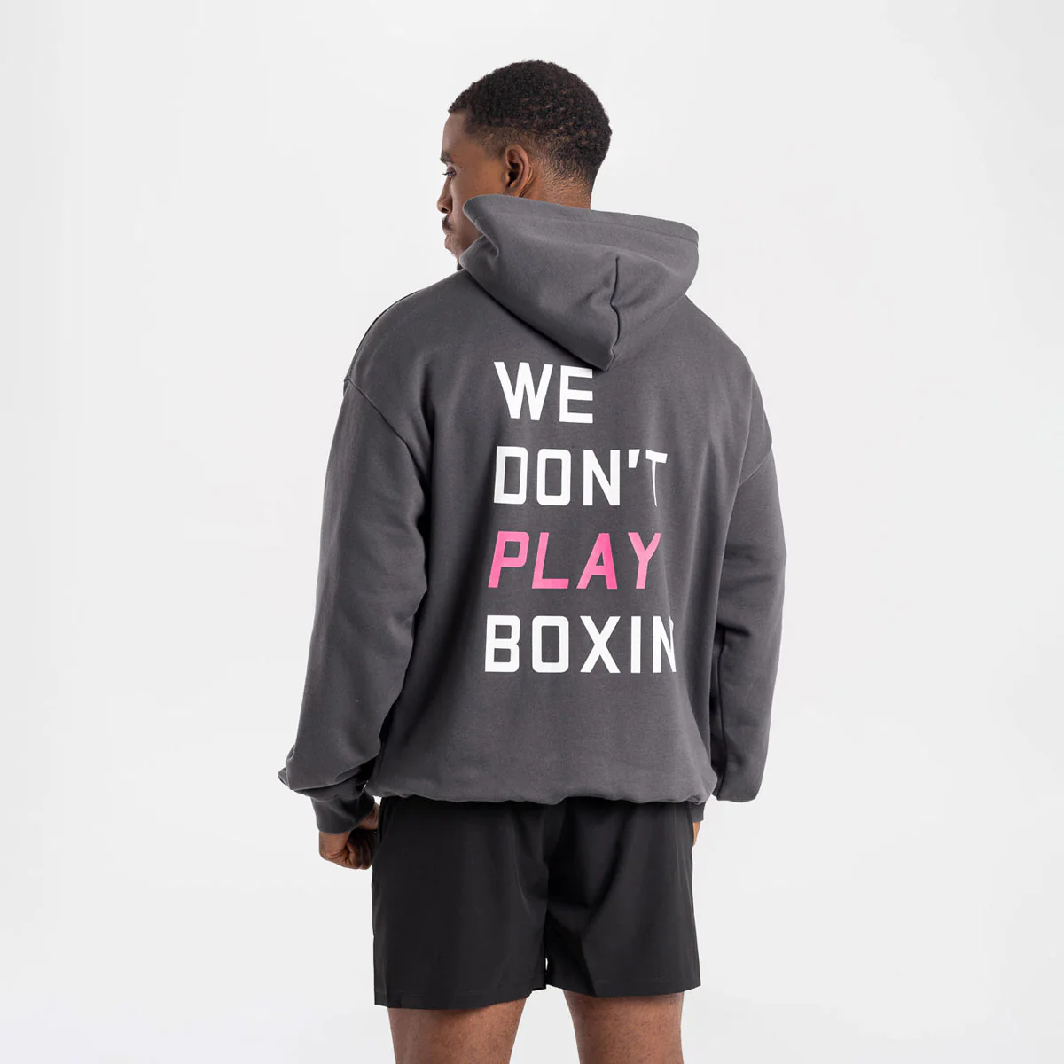 Sudadera Boxraw We Don't Play Boxing oversize con capucha Gris-rosa