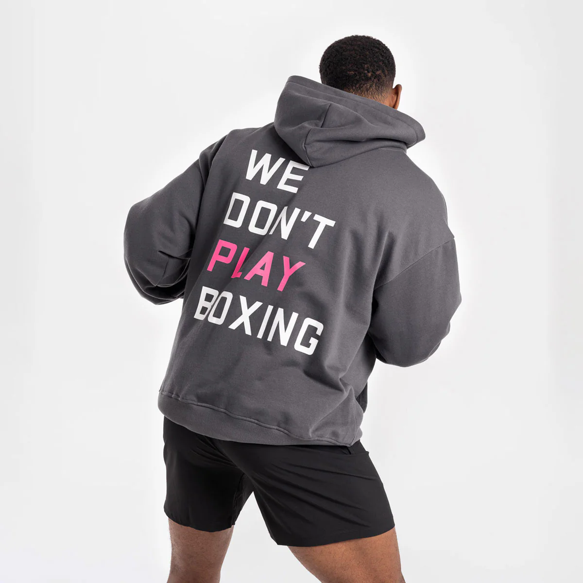 Sudadera Boxraw We Don't Play Boxing oversize con capucha Gris-rosa - Image 4