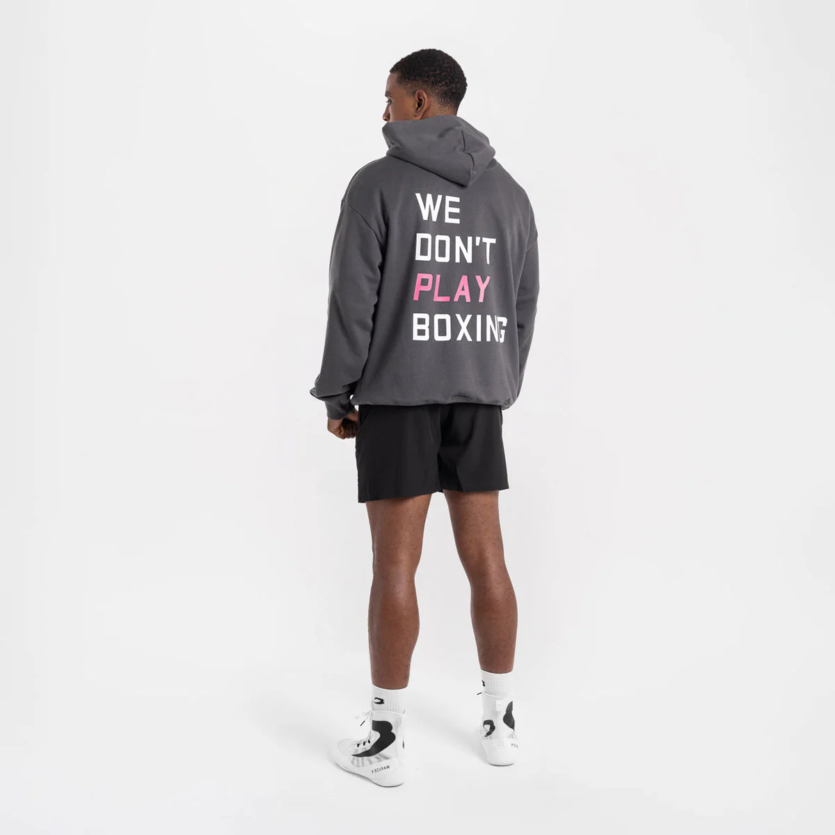 Sudadera Boxraw We Don't Play Boxing oversize con capucha Gris-rosa - Image 6