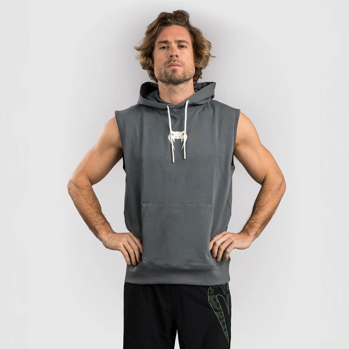 Sudadera sin mangas Venum Sparring con capucha Gris 