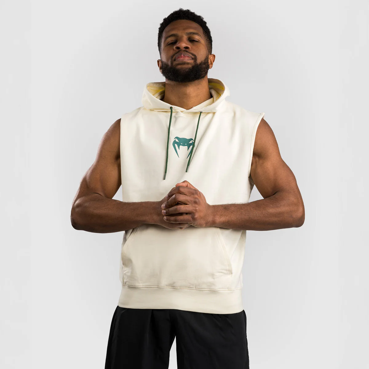 Sudadera sin mangas Venum Sparring con capucha Vainilla